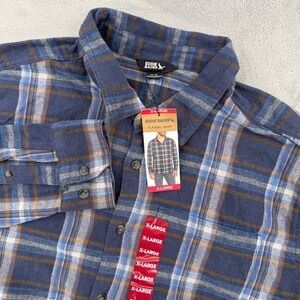 Eddie Bauer Mens Flannel Shirt Insignia Blue Canyon Plaid Size XL